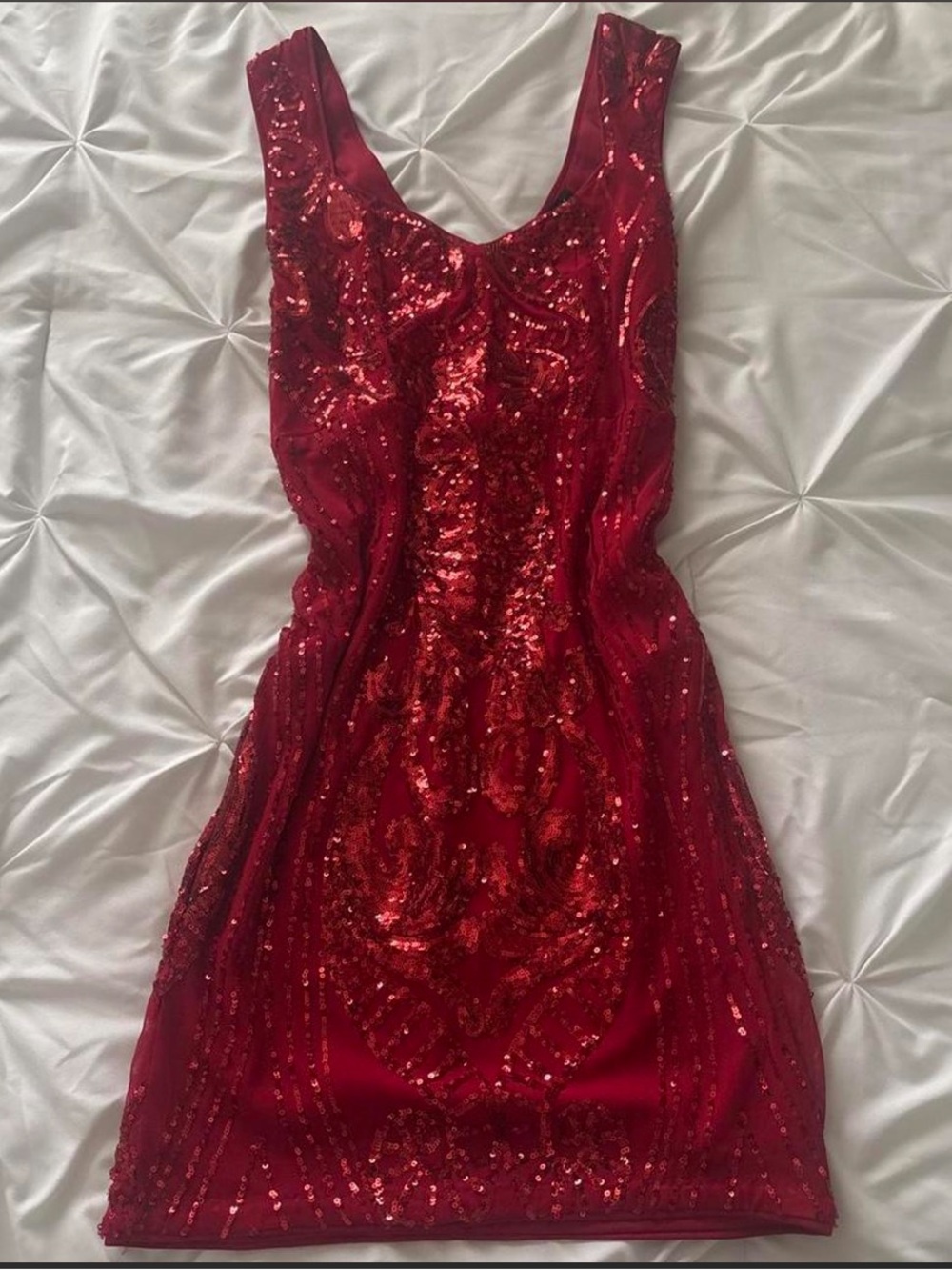 Haute Monde Red Sequin Midi Dress